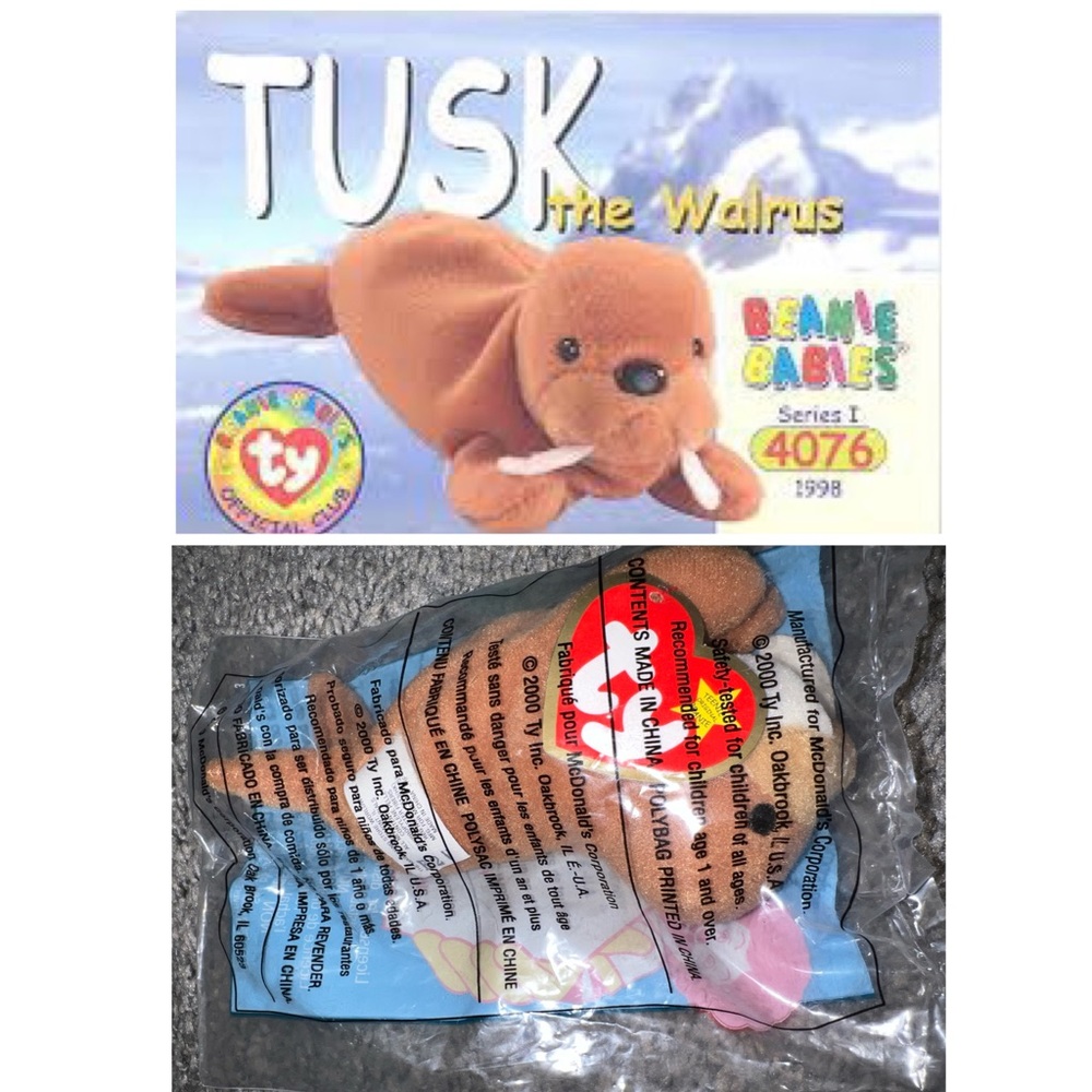 $3 MCDONALDS TY BEANIE BABY TUSK. VINTAGE IN PACKAGE. $3 if bundled